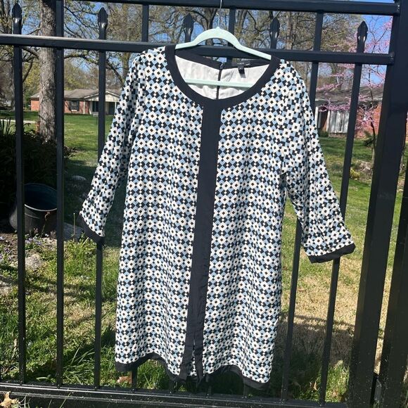 J Crew Geometric Diamond Tile Silk Shift Dress NWT - Picture 6 of 14